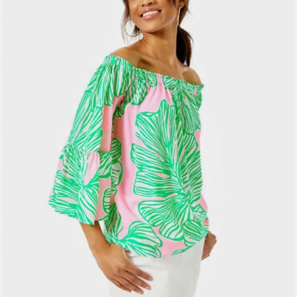 NWT Lilly Pulitzer Nevie Top in Mandevilla Baby Who Let the Fronds Out - Picture 1 of 3